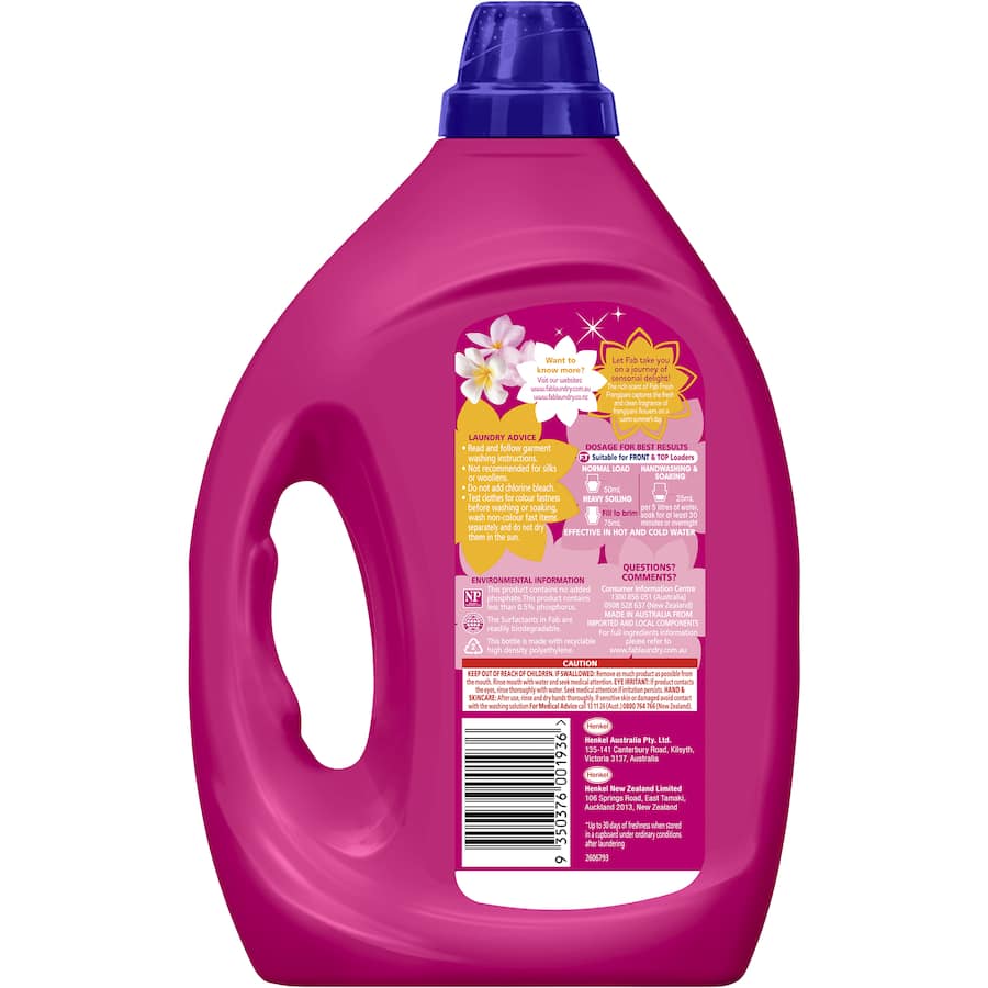 Fab Laundry Detergent Liquid Fresh Frangipani 2L