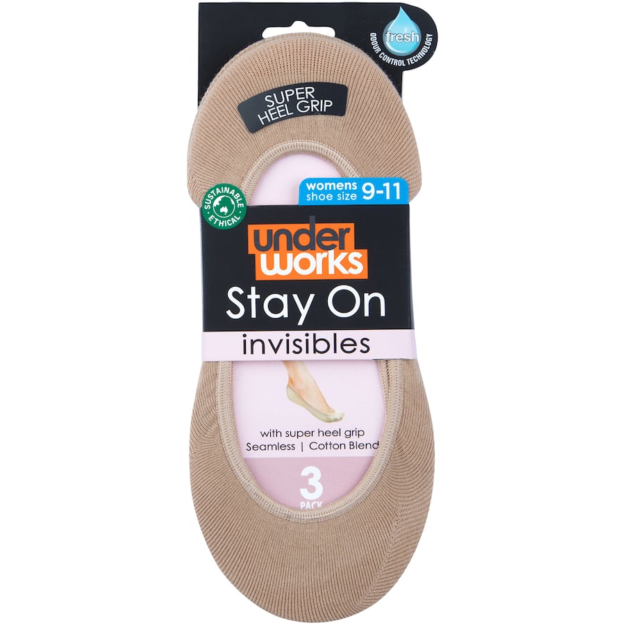 Uw Ladies Invisible Footlets Skin Size 9-11 1ea