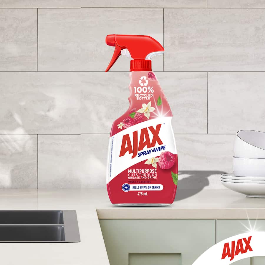 Ajax Spray N Wipe Multipurpose Cleaning Spray Vanilla & Berries Trigger 475mL