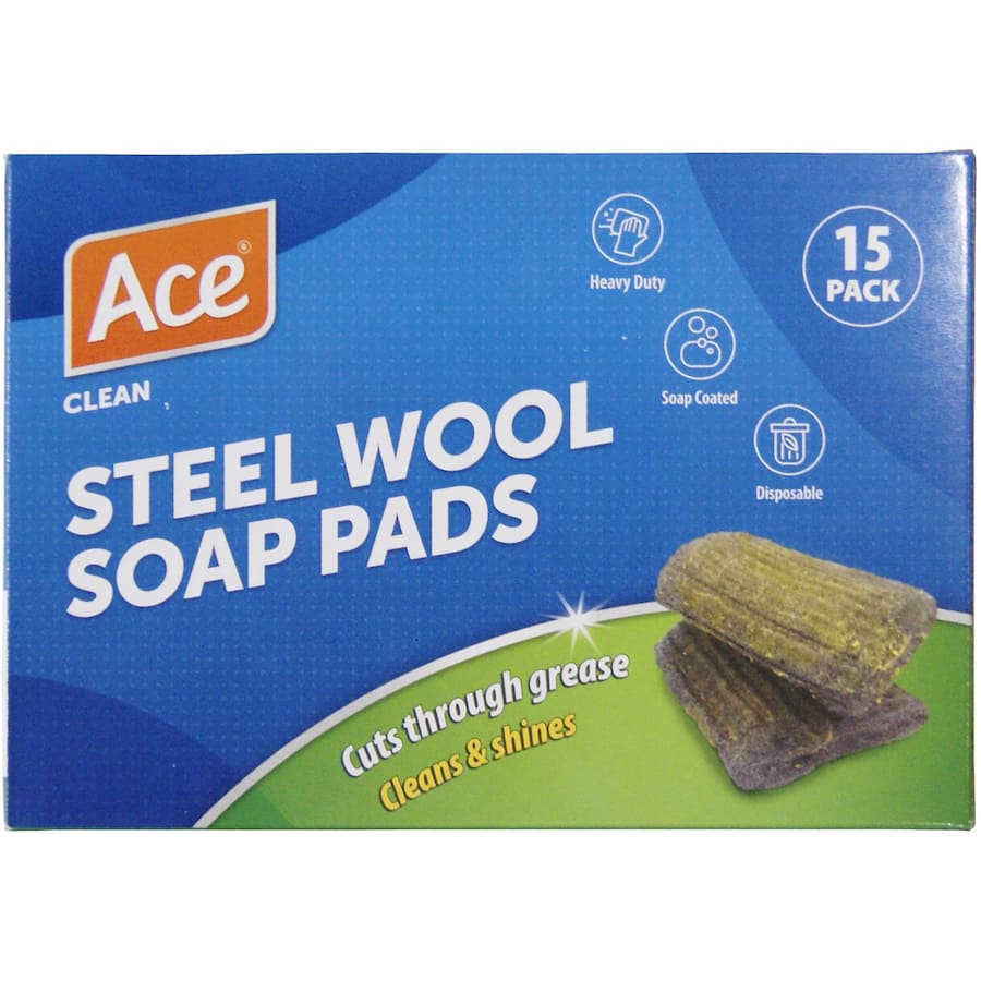 Ace Steel Wool Soap Pads 15pack
