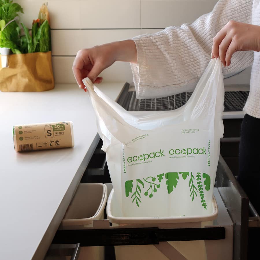 Ecopack Compostable Kitchen Tidy Bags Small 18l 20pack