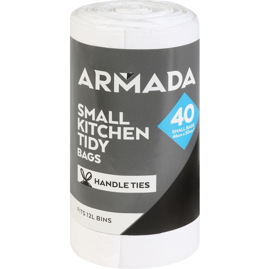 Armada Kitchen Tidy Bags Small With Handle Ties Roll 40pack