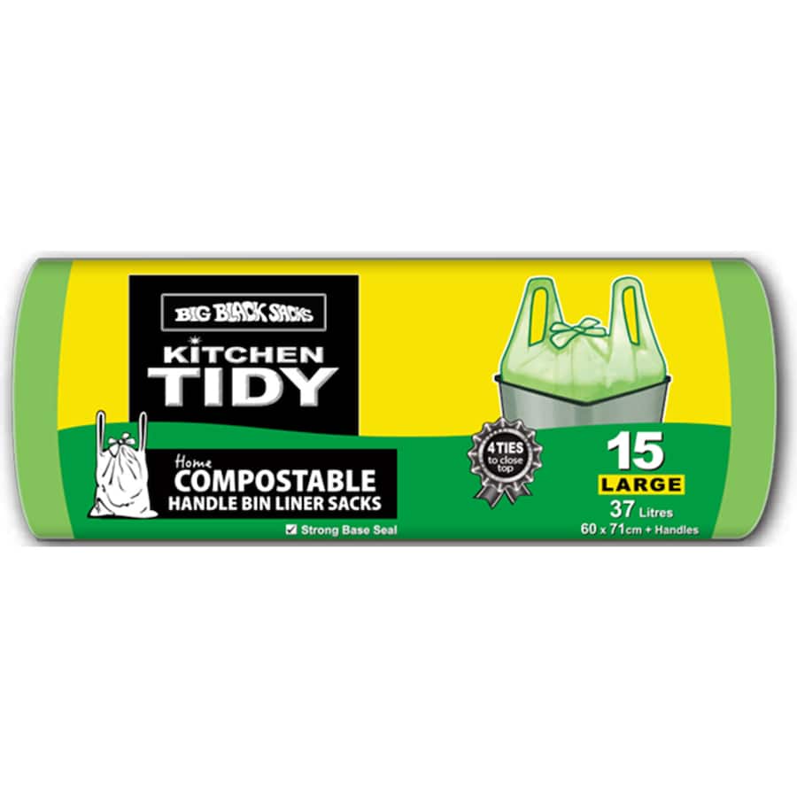 Big Black Sacks Kitchen Tidy Bags Large Compostable 15pack