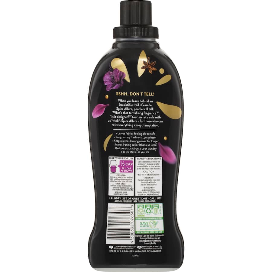 Fluffy Concentrate Fabric Softener Conditioner Spice Allure Bottle 1L