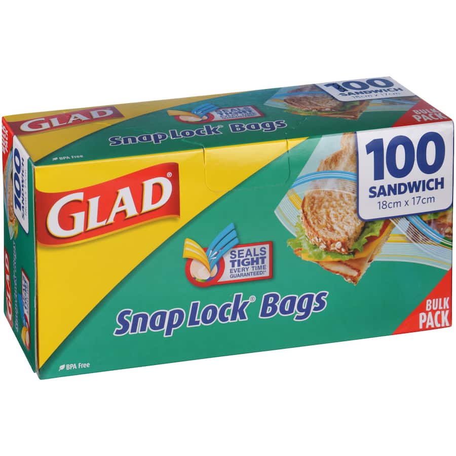 Glad Snaplock Plastic Bags Sandwich 100pack
