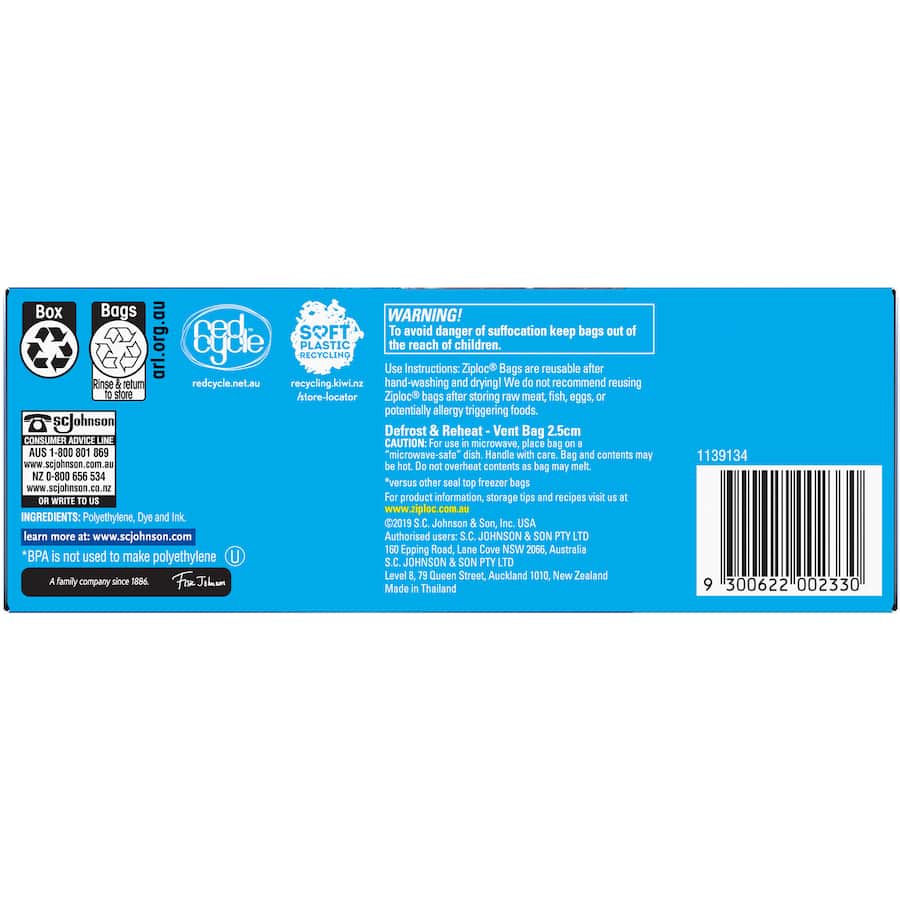 Ziploc Freezer Bags Medium 19pack