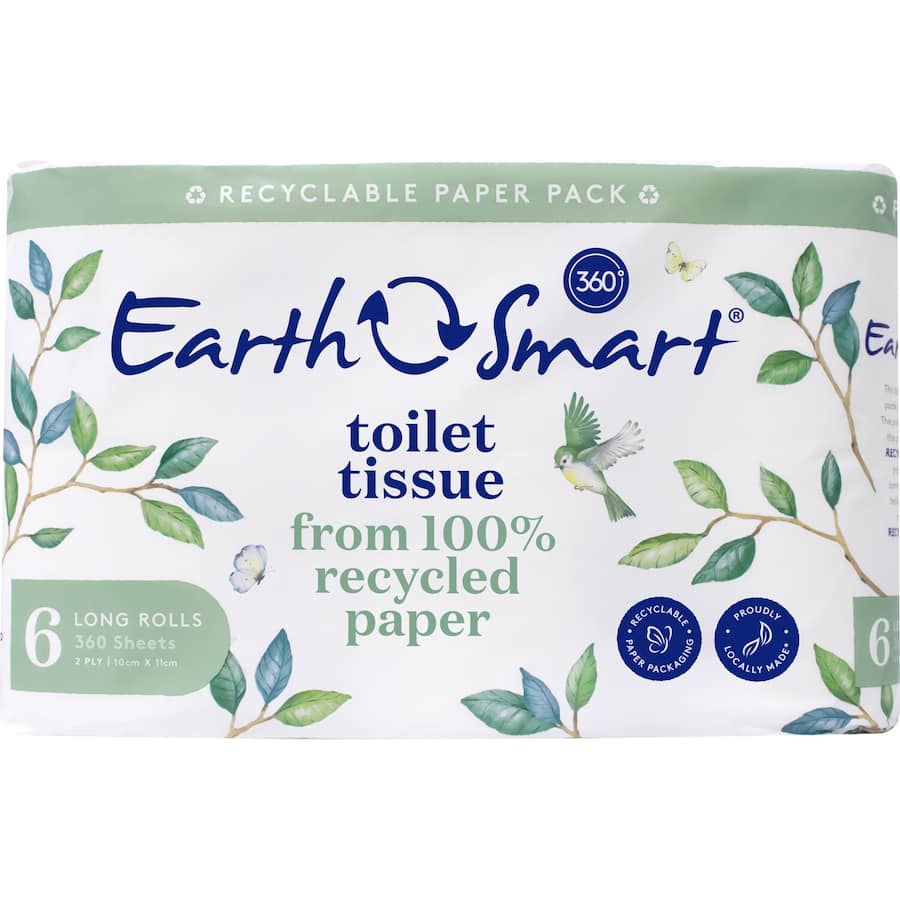 Earthsmart Toilet Paper 6pk 2ply Long Roll