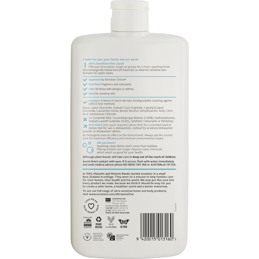 Ecostore Dishwash Liquid Fragrance Free 500mL