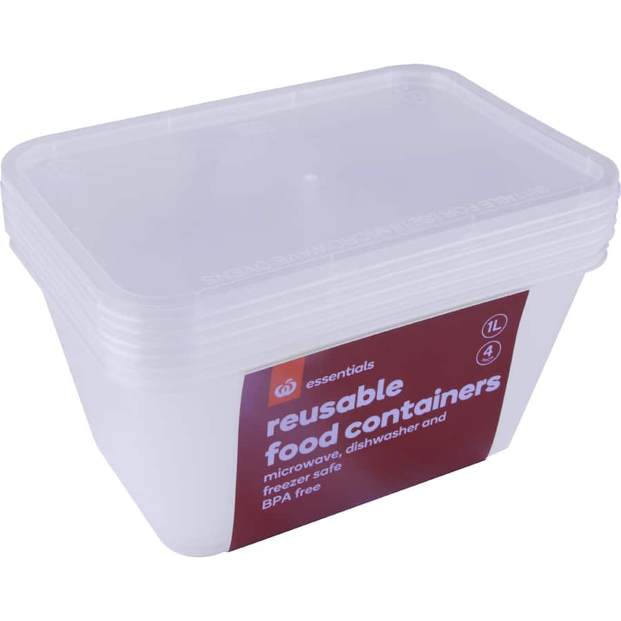 Essentials Container Rectangle 1l 4pack