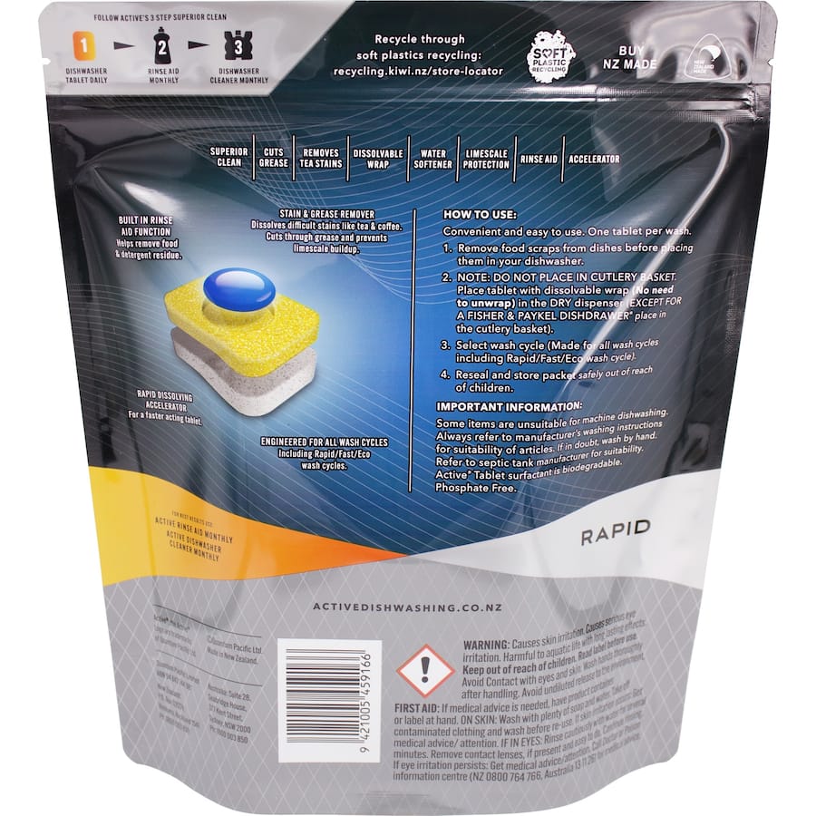 Active Dishwasher Tablets Rapid Lemon 60pack