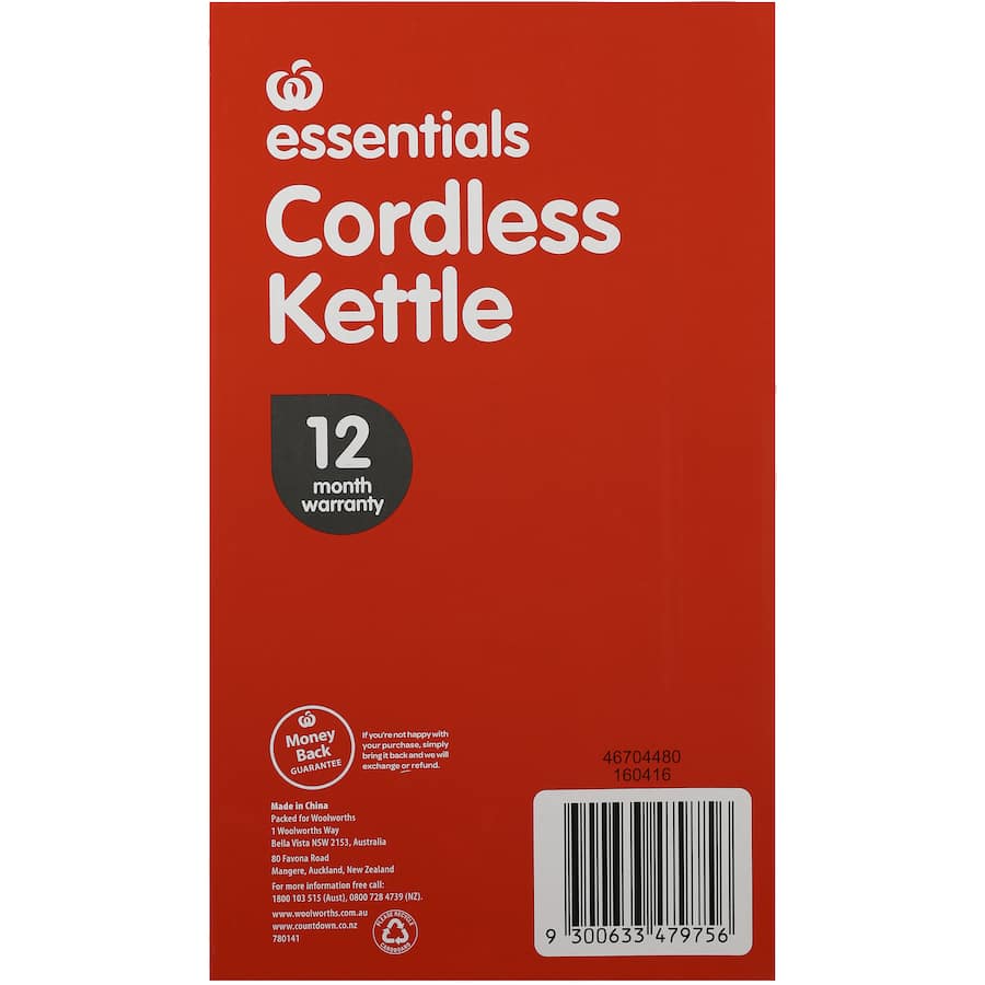Essentials Kettle Plastic Each 1.7L