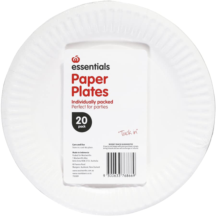 Essentials Paper Plates 23cm Wide 20pack