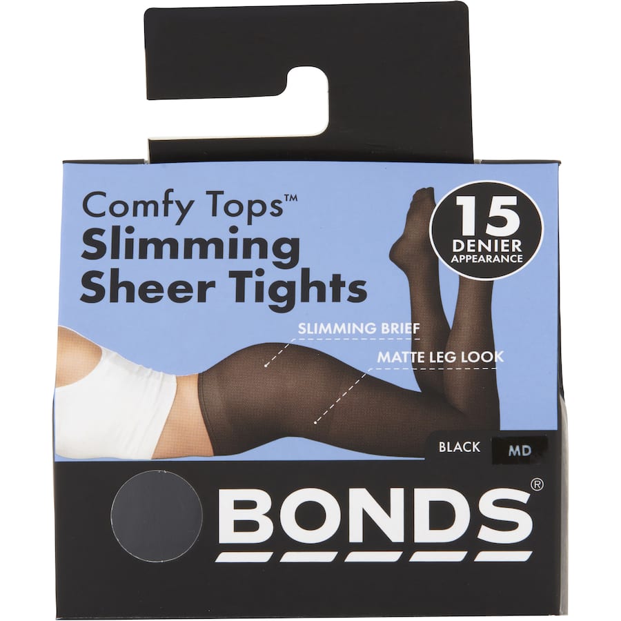 Bonds Comfy Tops Tights Medium Slim Sheer Black 1pr