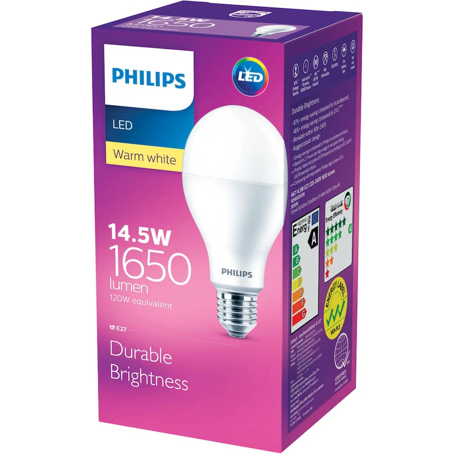 Philips Led Screw Light Bulb 14.5w 1650lm Warm White 1pack