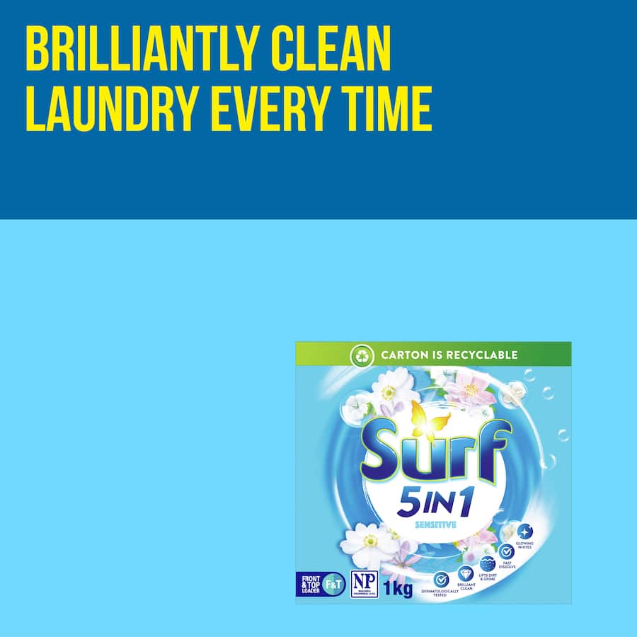 Surf Laundry Powder 5 In 1 Sensitive Box 1kg