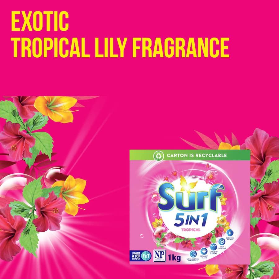 Surf Laundry Powder 5 In 1 Tropical Box 1kg