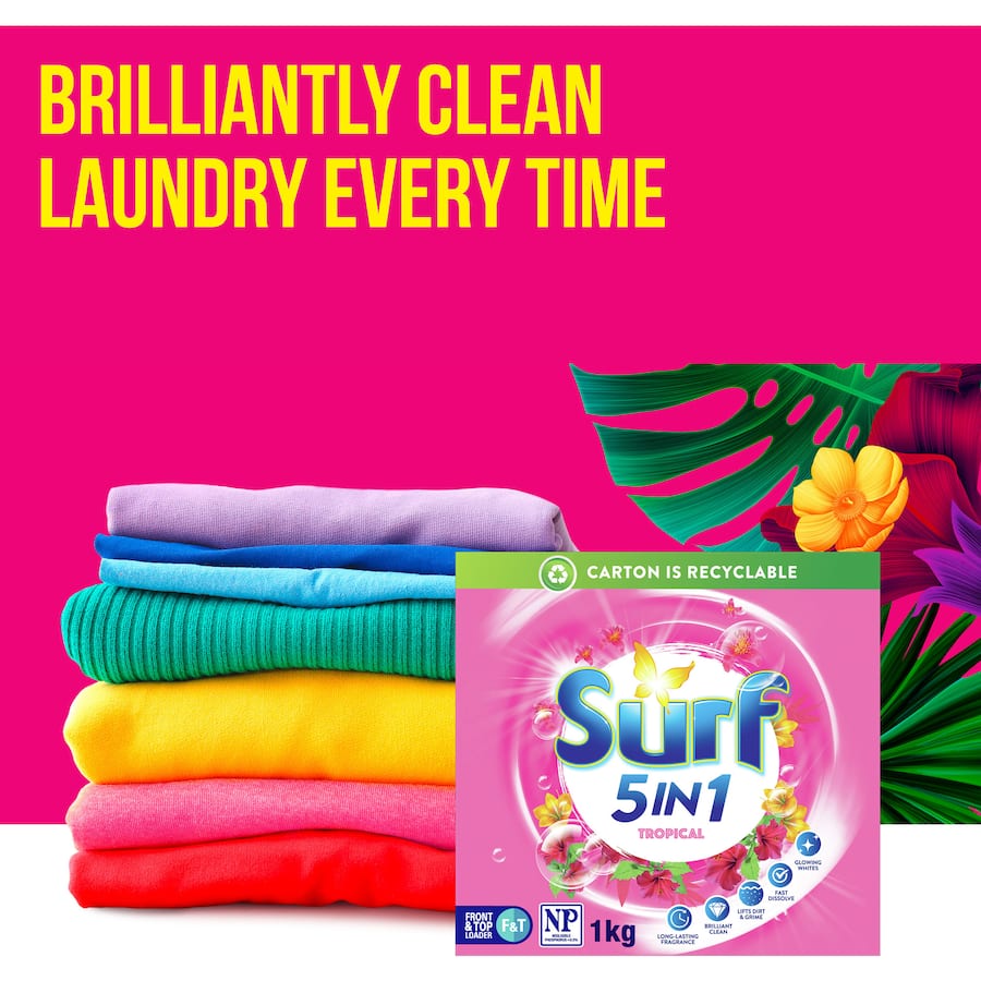 Surf Laundry Powder 5 In 1 Tropical Box 1kg