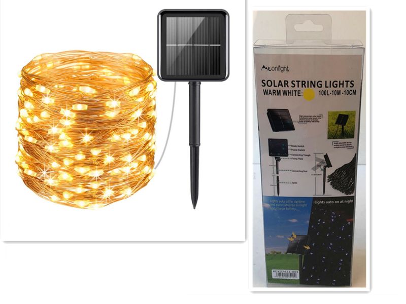 Solar String Flashing Lights - Warm White (100pcs)