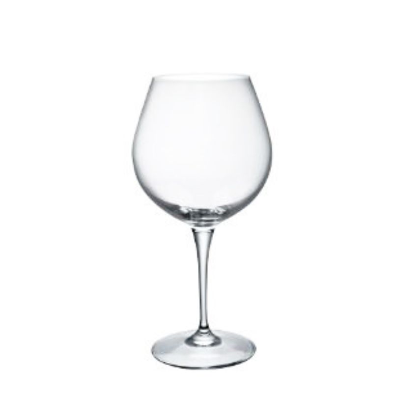 Elegant Bormioli Rocco Premium Pinot glass, 675ml, crafted in Italy for enhancing the aroma and flavor of red wines.