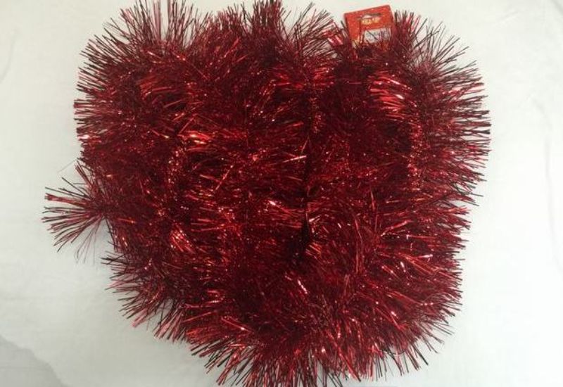 Christmas Tinsel - Red 2m 12cm (Set of 10)