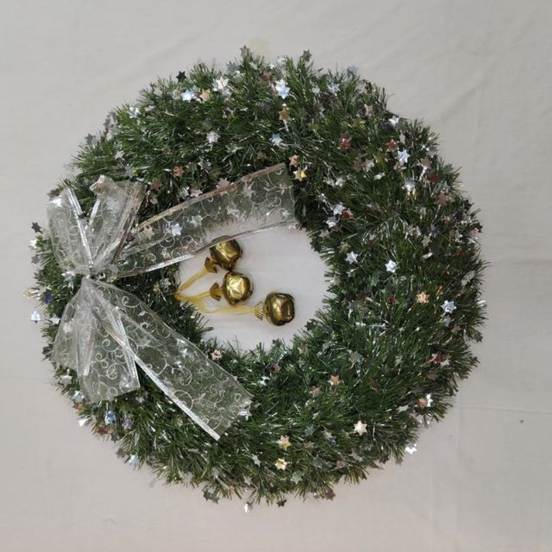 Christmas Garland with Silver Five Star - 40cm (Set of 6)