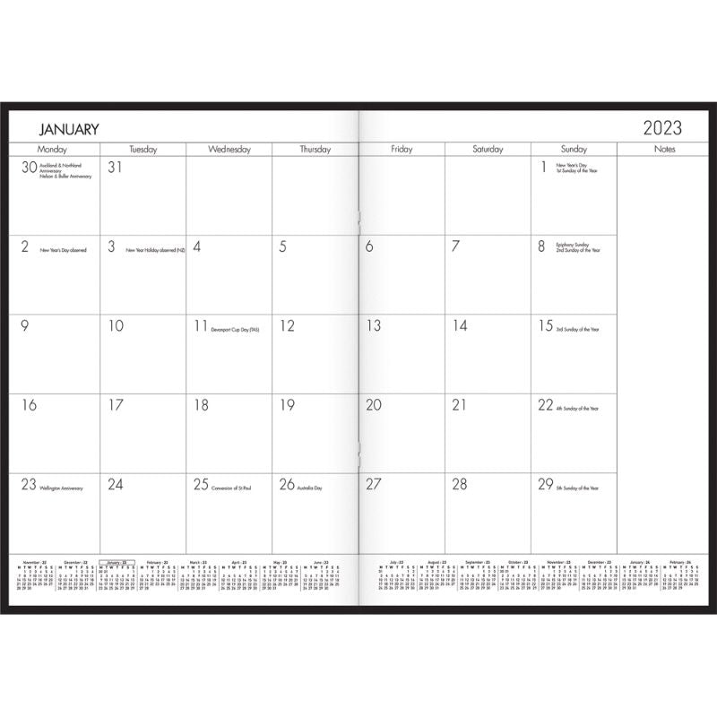 Collins Diary Planner Monthly A4 PVC Cover Black Odd Year