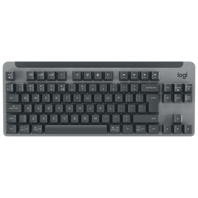 Logitech Signature YR0078 Wireless Mechanical Keyboard with Bluetooth, compact tenkeyless design, elegant aluminum case.