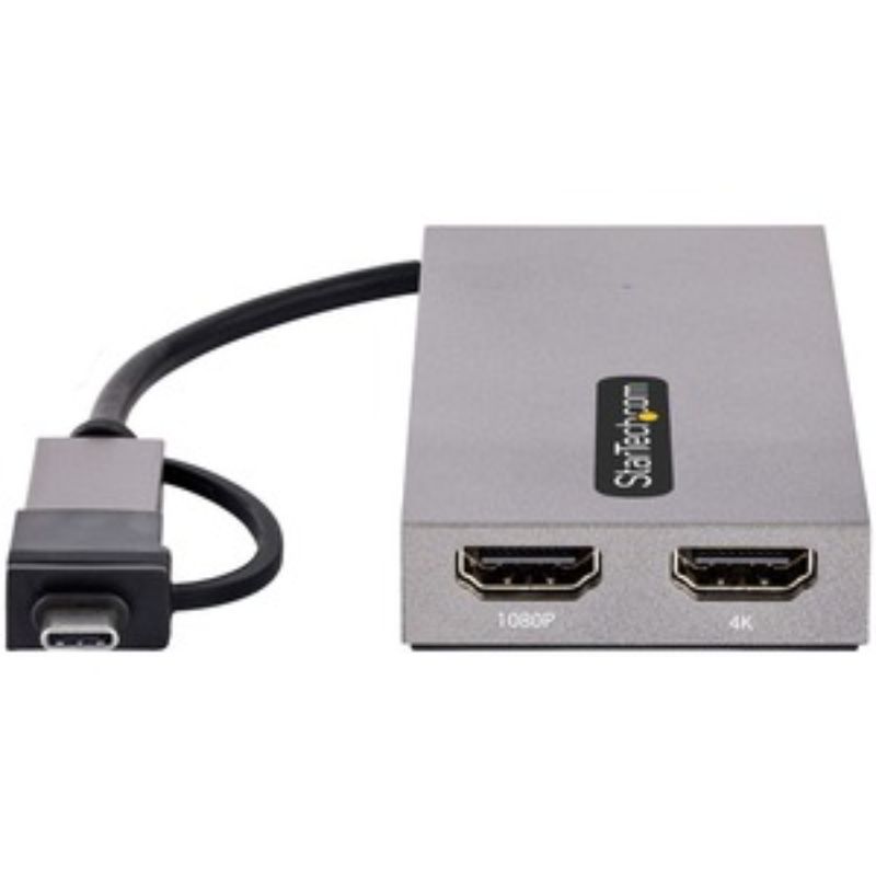 StarTech Dual HDMI Adapter - USB-A/USB-C to Dual HDMI for 4K & 1080p Displays - 3-Year Warranty