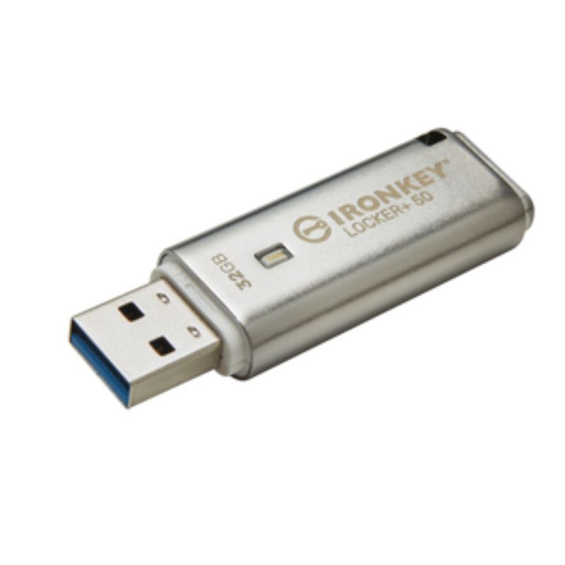 Secure Kingston IronKey Locker+ 50 32GB USB 3.2 Flash Drive with AES Encryption and Multi-Password