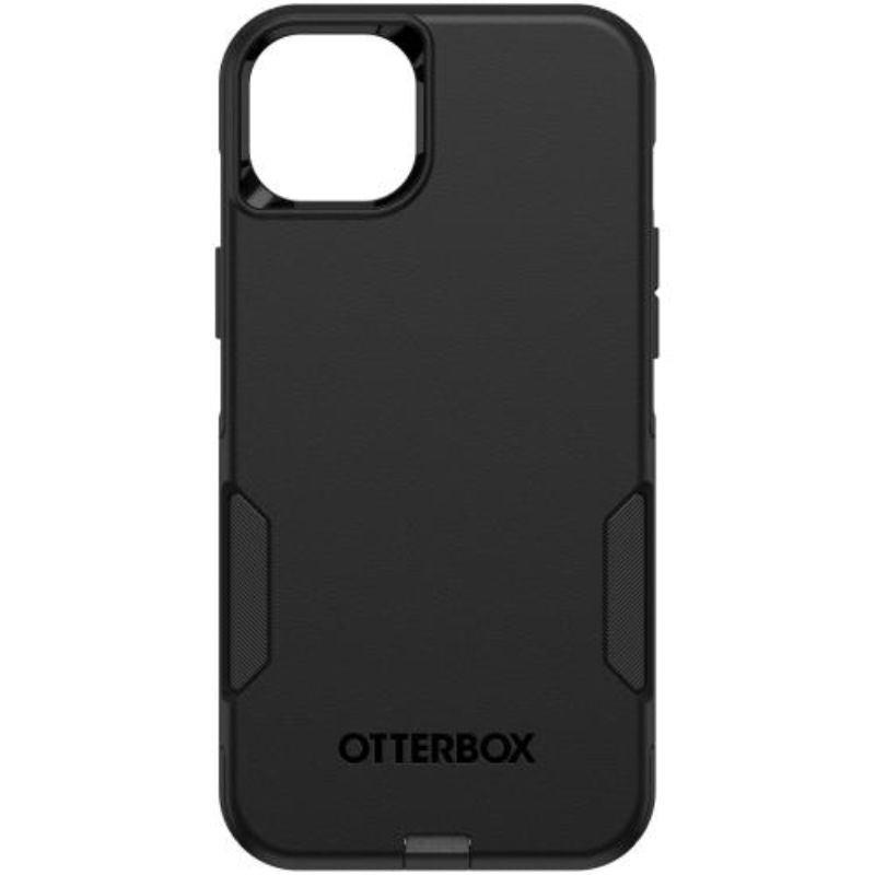 OtterBox Commuter Series case for iPhone 14 Plus, slim design with antimicrobial protection and wireless charging compatibility.