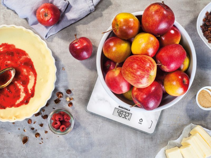 Soehnle Digital Kitchen Scale Page Compact 300 Marble with 5 kg capacity, LCD display, and elegant marble design.