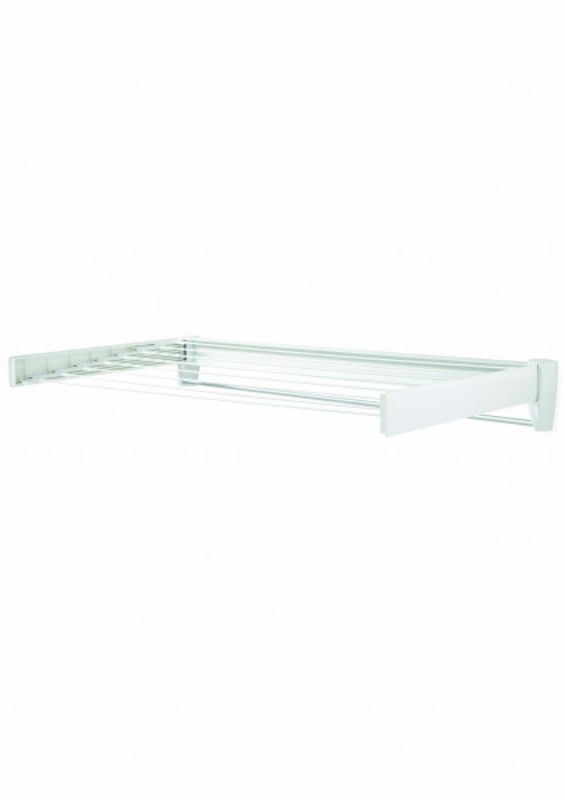 Leifheit Telegant 81 wall dryer with 8 drying bars, stylish towel rack, rustproof aluminum, perfect for compact spaces.