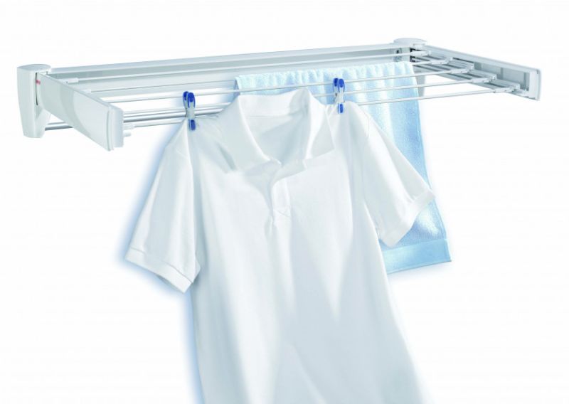 Leifheit Telegant 70 wall dryer, space-saving design, 3.6m drying length, durable aluminum, dual purpose as towel rail.