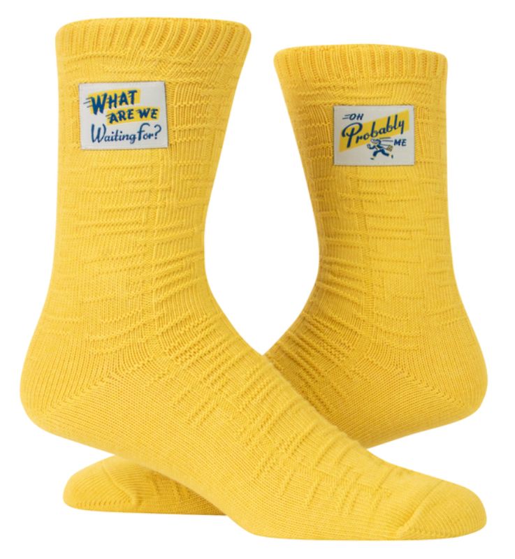 Blue Q Tag Socks - What are we waiting for Large/Extra-Large