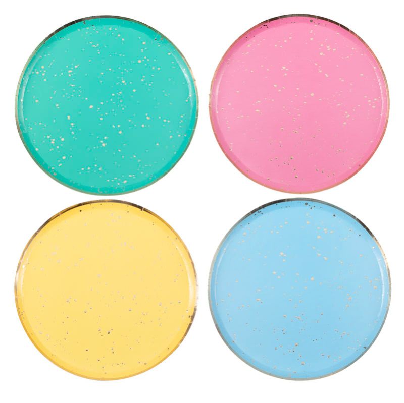 Mix It Up - Gold Flecked Brights Rainbow Party Paper Plates