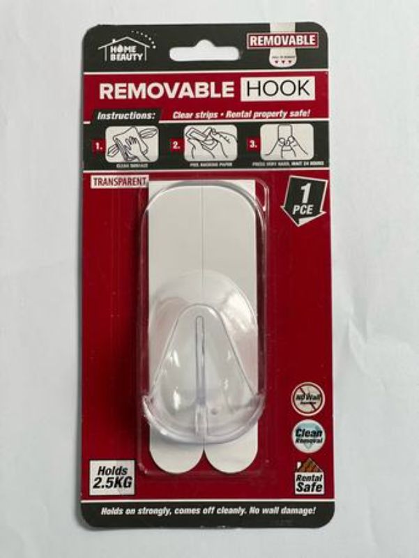 Self Adhesive Hooks - 2.5kg Rem CLEAR (Set of 12)