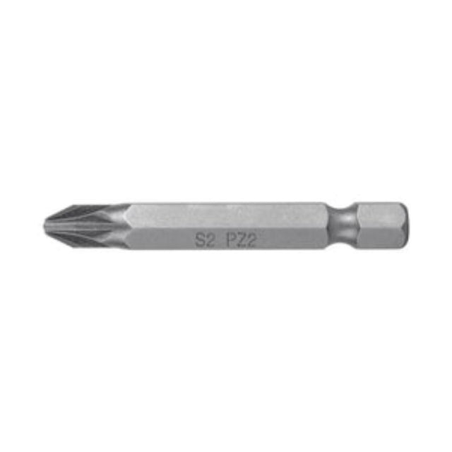 Truper 50mm Pozi #2 screwdriver bits, durable S2 steel, precision-fit, 5-pack for professionals and DIY projects.