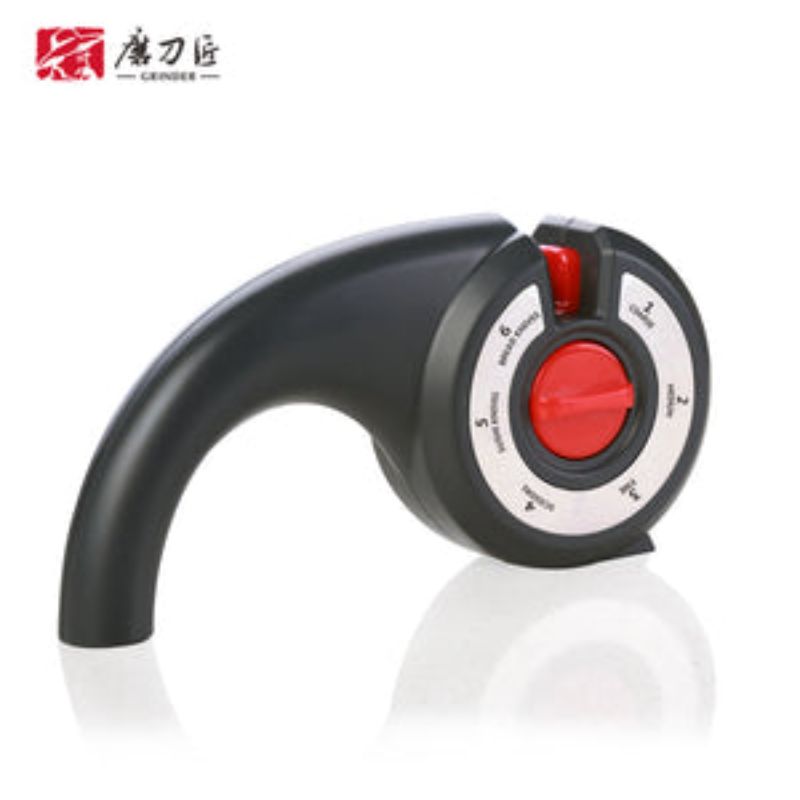 6-in-1 knife sharpener designed for versatile sharpening of knives, scissors, and bread knives with six unique stages.