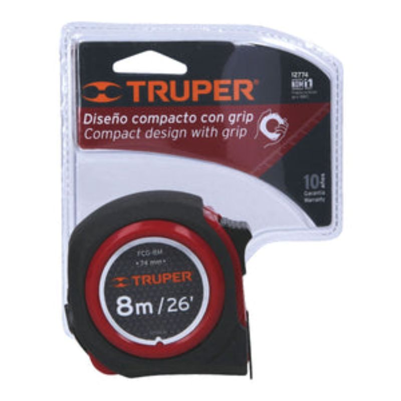 Compact 8m tape measure with durable ABS shell, easy-to-read numbers, and double hook design for precise measurements.
