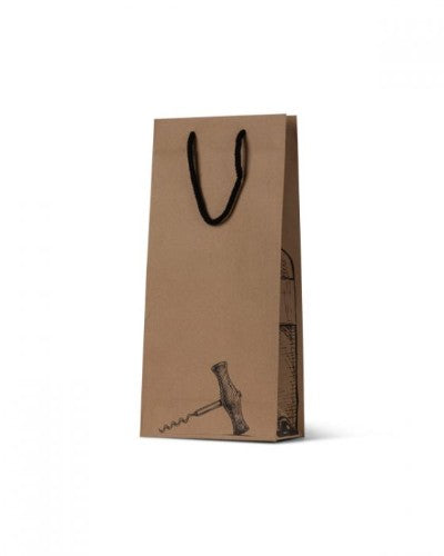 Paper Bag Brown Kraft Corkscrew Double Wine Bag - (100 Bags)
