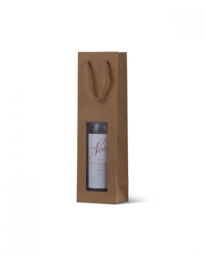 Paper Bag Brown Kraft Window Single Wine Bag 20 - (100 Bags) 39 x 11cm