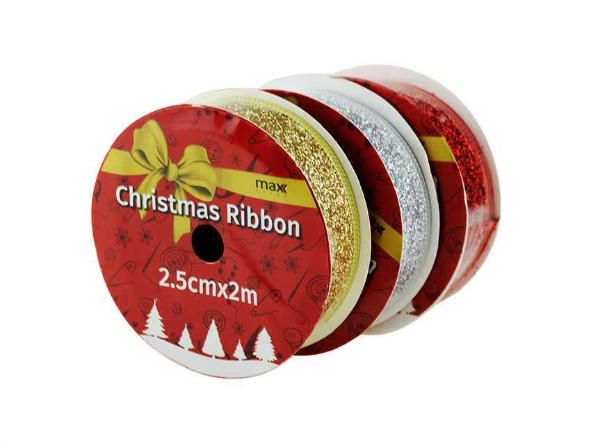 Christmas Ribbon - 2.5cm x 2m (48 Packs)