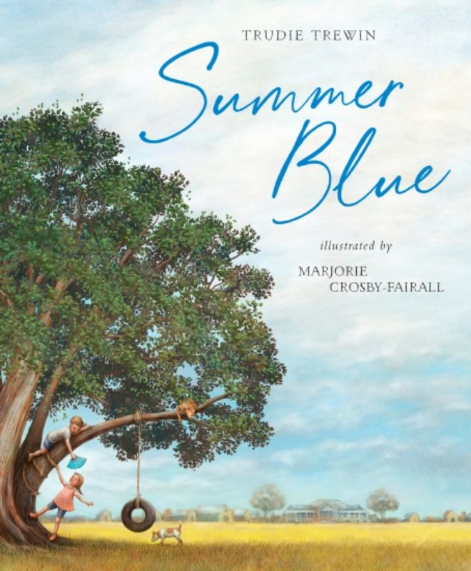 Hardback children's book 'Summer Blue' illustrating a stifling Australian summer and the joy of anticipated rain.