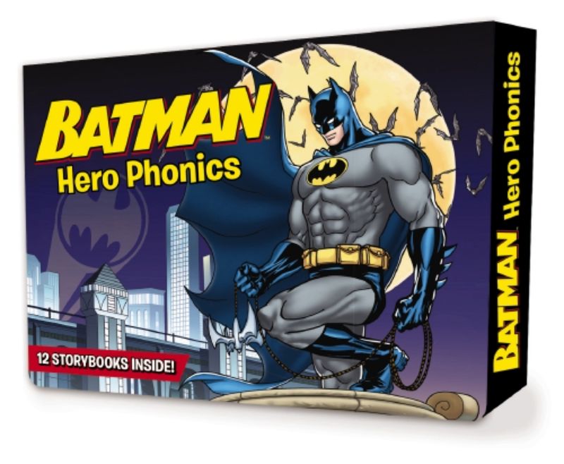 12-book DC Batman Phonics set for kids, enhancing reading skills with engaging stories and colorful illustrations.