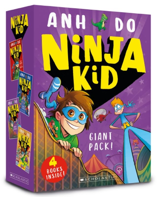 Ninja Kid Giant Pack features four adventurous books showcasing Nelson's transformation into a brave ninja hero.