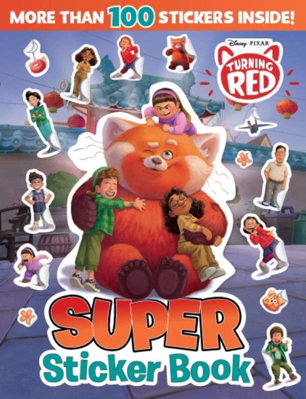 Colorful sticker book featuring Disney Pixar's Turning Red, with activities and puzzles for creative fun for kids ages 5 and up.