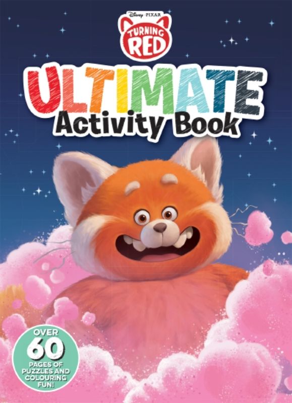 Colorful Turning Red activity book featuring puzzles, games, and coloring fun for children and fans of all ages.