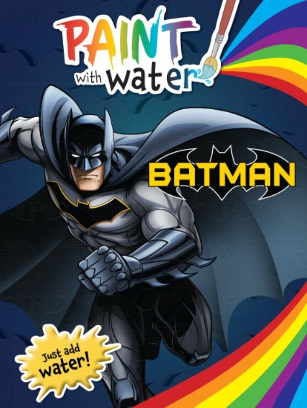 Interactive painting book featuring Batman, encouraging creativity and fine motor skills in kids.