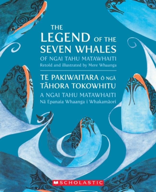 The Legend Of The Seven Whales book cover featuring beautiful illustrations and Maori cultural themes, celebrating ancient legends.