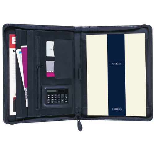 Debden Compendium Portfolio Executive A4 Zippered Leather Black